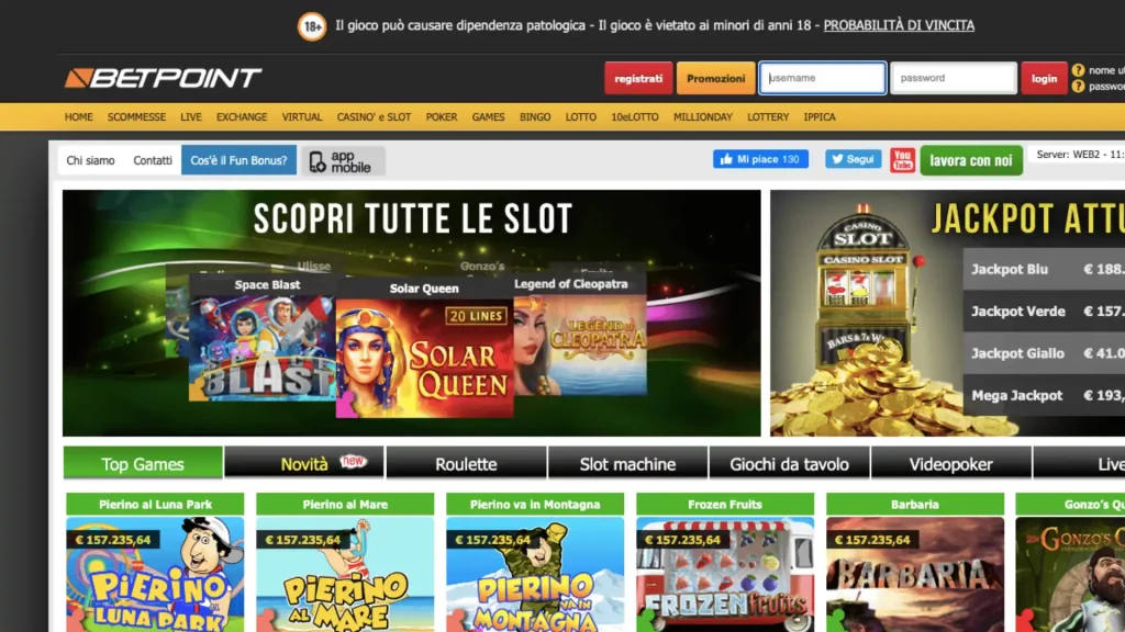 BetPoint Casino Homepage