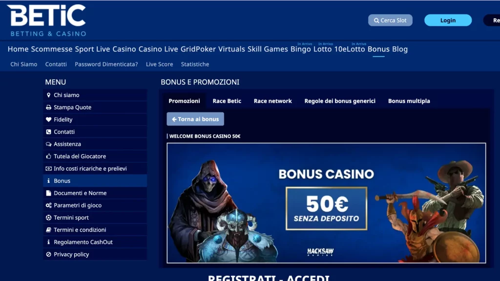 Betic Casino Bonus Benvenuto